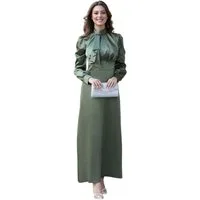 fashionshowcase Abendkleid Elegantes langärmliges Damen Maxikleid aus Satin - Modest Fashion