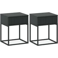 KONSIMO® Nachttisch RECTUS Nachtschrank, Modern, hergestellt in der EU (2-St), mit Schublade, geriffelte Schubladenfront, Push-to-Open