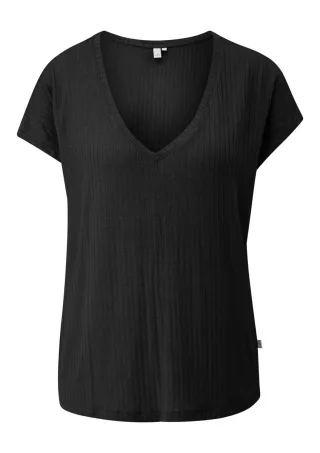 Q/S designed by - Oversize-Shirt mit Rippstruktur schwarz - Gr. - M