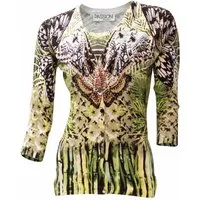 Passioni Cardigan Twinset mit tropischem abstraktem Blumen- und Schmetterlingsmuster