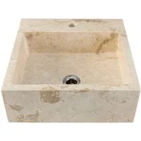 wohnfreuden Aufsatzwaschbecken Marmor Steinwaschbecken KAJA 40 cm (Kein Set), 8_102294