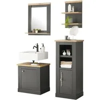 OTTO home Badmöbel-Set WESTMINSTER, Bad im Landhausstil, 4-teiliges Badezimmer, (4-St), Unterschrank, Spiegel, Midischrank, Regal, in 2 Farben, Breite 130 cm