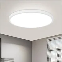 ZMH LED Deckenleuchte flach rund 18–30cm schwarz weiß Küchenlampe hell augenschonend, Augenshutz, LED fest integriert, 6000K, Modern Flurlampe