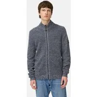 camel active Strickjacke aus einem soften Baumwollmix Langarm Stehkragen