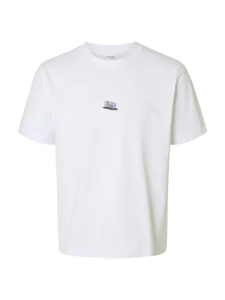 SELECTED MEN - SLHPETE LICENSE SS O-NECK TEE bright white - Gr. - XL