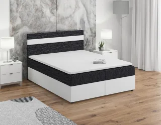 Boxspringbett Schlafzimmerbett INVERN 160x200cm Weiss-Schwarz