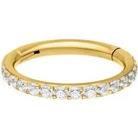 Wildcat Nasenpiercing Pave Set Crystals Conch Ring für Ohr, Nase, Lippe, Bauchnabel, 1 Stück, Chirurgenstahl 316L - wasserfest, hautverträglich, Gold-Weiß