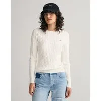 Gant Strickpullover STRETCH COTTON CABLE C-NECK mit Logostickerei auf der Brust