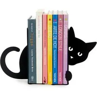 Balvi Buchstütze Bookend Hidden Cat schwarz Metall - stützt Ihre Bücher stilvoll, ob im Bücher-Regal oder auf dem Schreibtisch
