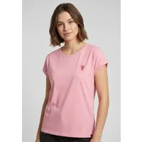 Eight2Nine T-Shirt Damen T-Shirt mit maritimer Stickerei Ärmel mit Aufschlag, Stickmotive: Muschel, Schiff, Hummer, Anker