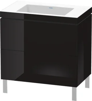 Duravit L-Cube c-bonded Set bodenstehend Schwarz Hochglanz 800x480x698 mm - LC6937N4040 LC6937N4040