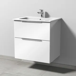Sanipa 3way Waschtischunterbau zu Duravit ME by Starck Waschtisch mit 2 Auszügen, Weiß-Glanz UF72478