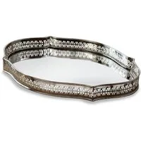 Mirabeau Tablett Tablett Cumont silber, Messing, Einsatz: Spiegelglas, Spiegelglas