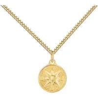 JEVELION Kette mit Anhänger 585 Gold Kompass Wegweiser Glücksbringer - Made in Germany (Goldanhänger, für Damen und Mädchen), Mit Kette vergoldet- Länge wählbar 36 - 70 cm oder ohne Kette.