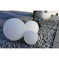 TRANGO LED Gartenleuchte, 3er Set 253040WB IP65 Gartenkugel in Weiß matt mit 25/30/40cm Durchmesser *SNOW* Kugelleuchte inkl. je 1x 4-5 Watt E27 LED Leuchtmittel & je ca. 5 Meter IP44 Kabel, Gartenleuchte, Leuchtkugel