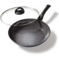 STONELINE Bratpfanne, Aluminium (2-tlg), mit echten Steinpartikeln, induktionsgeeignet, Designed in Germany