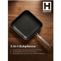 HENSSLERS Bratpfanne Premium, aus Edelstahl, Eckpfanne mit Wabenstruktur, 28 cm, Edelstahl 18/10 (1-tlg)