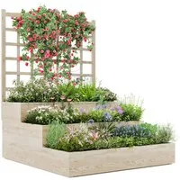 GarveeMore Hochbeet 3-stufiger Pflanzkasten Blumenkasten Gemüsebeet 114x115x115cm