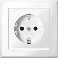 Schutzkontakt-Steckdose mit erhöhtem Berührungsschutz, Unterputz, 16 Ampere, 250 Volt weiß (glänzend), Retail