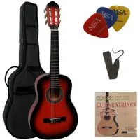 MSA Konzertgitarre 1/4 Kindergitarre Set Tasche Band Saiten 3xPlektron, Gitarre aus Lindenholz Nylonsaiten