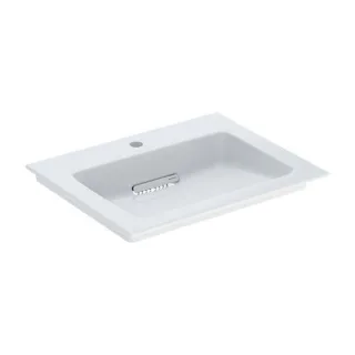 Geberit One Möbel-Waschtisch 505002001 60 cm, Hahnloch mittig, ohne Überlauf, weiß KeraTect/Blende weiß