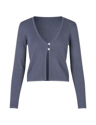 mbym - Strickjacke - Vida-M grau/blau - Gr. - S