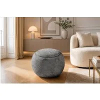 riess-ambiente Couchtisch ORBIT 50cm grau - Bouclé, mit Tablett & Stauraum, Schaumstoff, rund (Einzelartikel), Scandi Beistelltisch - ideal für Wohn- und Esszimmer oder TV-Ecke