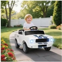 AIYAPLAY Elektro-Kinderauto mit 2,4 GHz Fernbedienung, 2 Motor, Hupe, LED, Musik, Belastbarkeit 30 kg, (1-tlg), für 3-6 Jahre Kinder, Weiß
