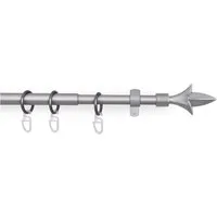 Bestlivings Gardinenstange mit dekorativen Endstücken 120-220 cm, Ø 16 mm, 1-läufig, ausziehbar, Wandträger, verschraubt, Metall, inkl. Ringe mit Faltlegehaken und Befestigungsmaterial
