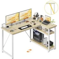 GUNJI Eckschreibtisch Eckschreibtisch Umkehrbarer L-förmiger Computer schreibtisch mit Hutch (Maße: 1 m/1,2 m/1,4 m/1,6 m, Schreibtisch mit verstellbaren Einlegeböden)