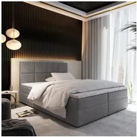 Masseno Boxbett LENA 160x200 cm mit Bonell Matratze und Topper, Doppelbett, Polsterbett mit Kopfteil, Boxspringbett