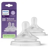 Philips AVENT Flaschensauger Natural Response SCY965/02, 2 Stück mit Anti-colic-Ventil, extra schnelle Durchflussrate