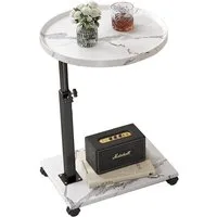 TUWENA Beistelltisch Beistelltisch C-Form Höhenverstellbar mit Rollen, Couchtisch 45-80 cm, Mobiler Beistelltisch für Sofa Bett, Schlafzimmer Wohnzimmer Balkon