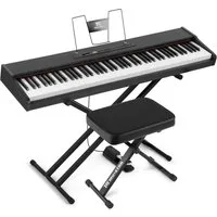 MUSTAR Digitalpiano 88 Tasten mit halbgewichteten Tasten und Bluetooth (mit Pianobank), Portables E-Piano Set mit Sustain Pedal, Ständer und Tragetasche