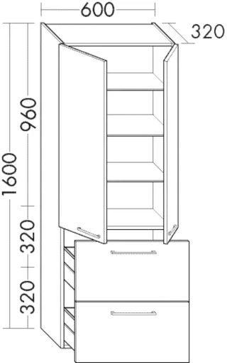 Burgbad Hochschrank Crono Matt 1600x600x320 Trend- oder RAL-Farbe Matt, HSGR060F5337 HSGR060F5337