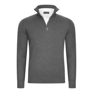 Cappuccino Italia Mock Zip Pullover für Herren. Der Pullover besteht aus 50% Baumwolle und 50% Polyester und hat eine normale Passform. Der Pullover hat einen Hemdkragen, der an den Pullover angenäht ist. Marke: Cappuccino ItaliaModellname: Mock Pull