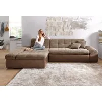 DOMO collection Ecksofa MORIC 300x172 cm, XXL-Sofa mit viel Platz, L-Form, auch in Cord, wahlweise mit Bettfunktion und Armteilverstellung, beige-braun