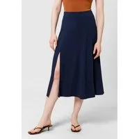 Les Lunes Sommerrock Sienna bequemes dehnbares Material, Midi-Länge, eleganter seitlicher Schlitz