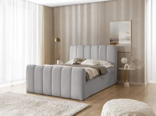 Boxspringbett Schlafzimmerbett DENIS PREMIUM 200x200cm Stoff Catch Me Silbergrau