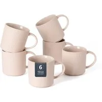 OTTO home Becher Kaffeebecher Ylvii, 6er Set, 6-tlg., Steinzeug, Riffeloptik, spülmaschinenfest und mikrowellengeeignet, 460 ml