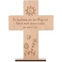 Spruchreif® Dekoobjekt Holzkreuz mit Gravur – Geschenk zur Konfirmation, Kommunion & Taufe