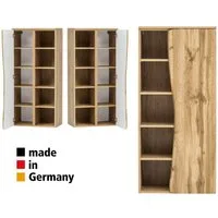 Lomadox Midischrank KAHLA-03 Badezimmerschrank mit Regal 60 cm in Wotan Eiche Nb., : 60/130/35 cm