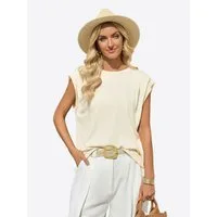 Imily Bela T-Shirt Damen Bootsausschnitt Basicbluse (Packung, 1-tlg., 1per-Pack) Schultern überlappend