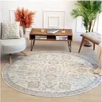 Livabliss Teppich CINCINMYRTLE AVENUE, rund, Höhe: 10 mm, Maschinenwaschbar, Vintage Kurzflor Wohnzimmerteppich, Schlafzimmer
