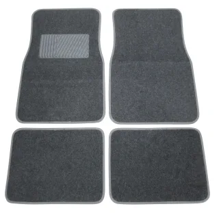 4x Textil Fußmatten Autoteppich VORN + HINTEN Schwarz / Grau für viele Fahrzeuge
