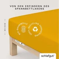 Schlafgut Spannbettlaken CASUAL Bettlaken 100% gekämmte Bio-Baumwolle, 150 g/m², Spannbetttuch, Jersey, Gummizug: rundum, (1 Stück), Bettlaken bis 25 cm Höhe, langlebig, weich, Antipilling-Ausrüstung