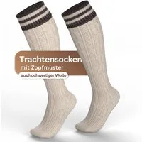MEDOLY Trachtensocken Umschlagsocke Wolle (1er-Pack) Trachtenstrümpfe mit Zopfmuster