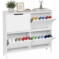 relaxdays Schuhkipper Schmaler Schuhkipper mit 4 Fächern, weiß