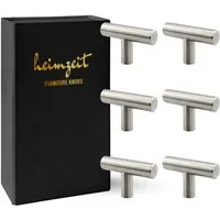heimzeit Möbelgriff Möbelknopf Schrankknopf Edelstahl (Set, 6-St), für Schubladen, Türen und Kommoden, inkl. Schraube