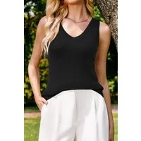 Arach&Cloz Tanktop Ärmelloses Stricktop mit V-Ausschnitt Weiches Cashmere-Feel Tanktop für Business & Alltag